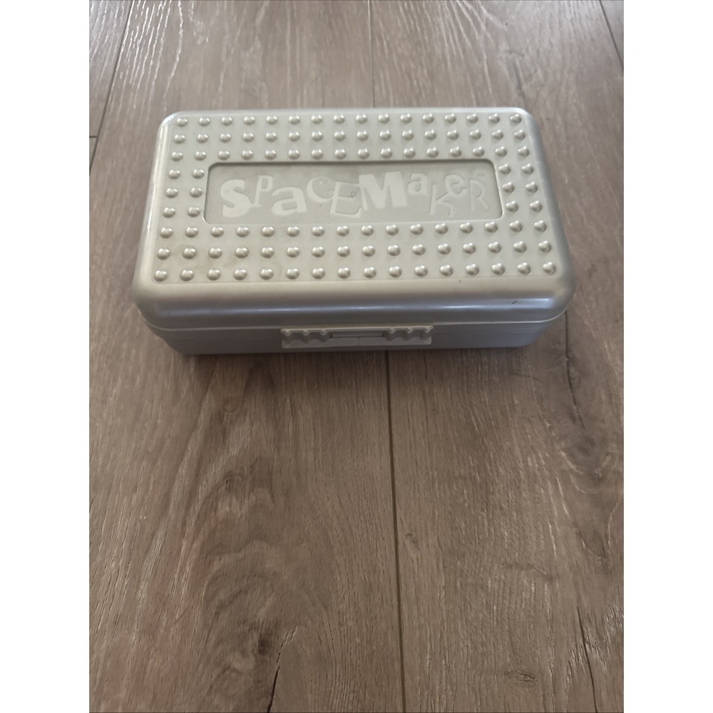 Spacemaker Pencil Box Silver‎ Plastic Storage Case Made In USA Vintage 90's